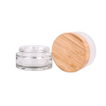 50g 100g skincare face cream  glass jar with bamboo lid